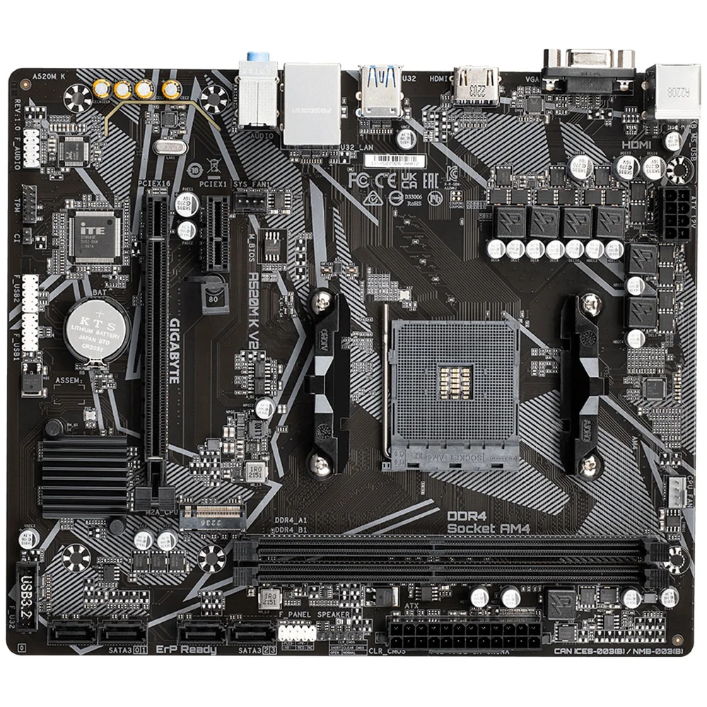 Placa Mãe Gigabyte A520m K V2, Amd Am4, Ddr4, Micro Atx - 9ma52mk2-00-g11 7