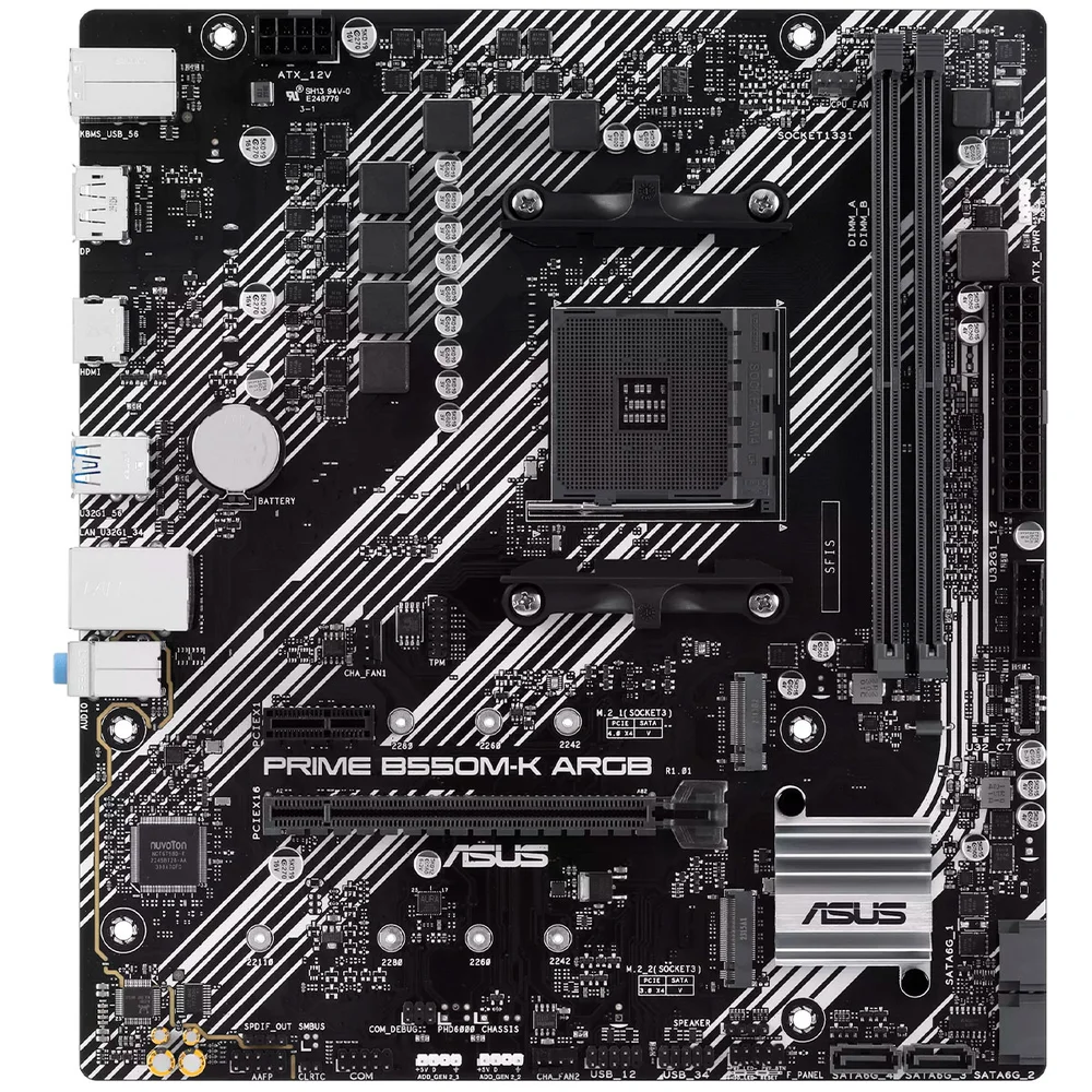 Imagem 2 de 5 do produto Placa Mãe Asus Prime B550m-k, Am4, Ddr4, HDMI, Display Port, Micro Atx, ARGB - 90mb1gc0-m0eay0