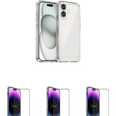 3un Película 3d De Vidro + Capa Anti Impacto Tpu Para Iphone 16 Plus