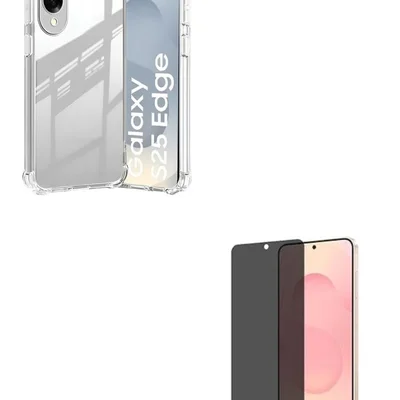 Película 3d De Vidro Privacidade + Capa Silicone Tpu Para Galaxy S25 Edge