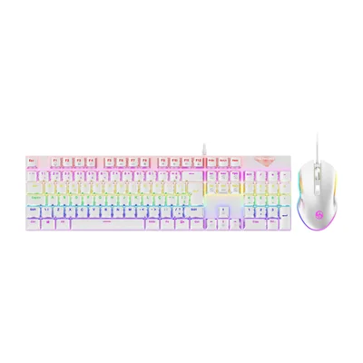 Kit Teclado Mouse Mecanico Abnt2 Gamer RGB Switch Fire Phoenix Blue Be-k2 Branco