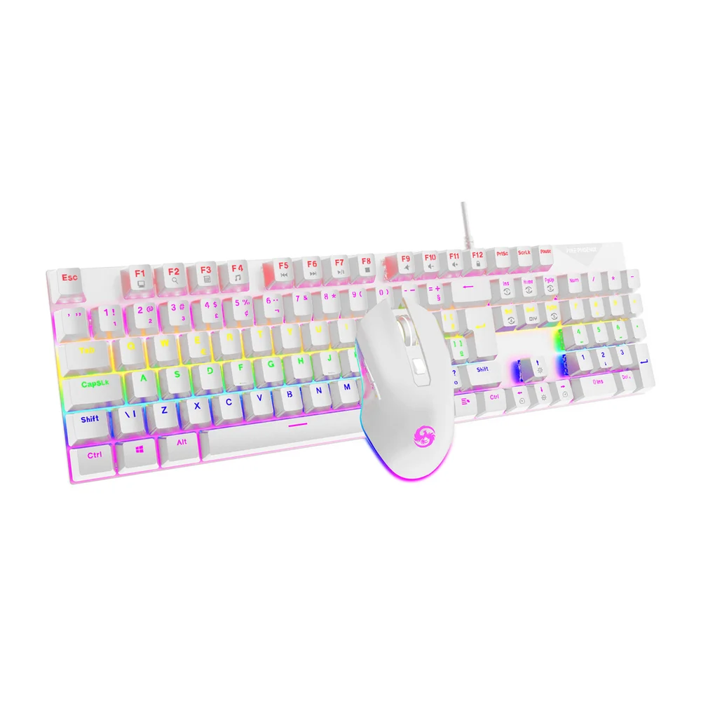 Imagem 3 de 4 do produto Kit Teclado Mouse Mecanico Abnt2 Gamer RGB Switch Fire Phoenix Blue Be-k2 Branco