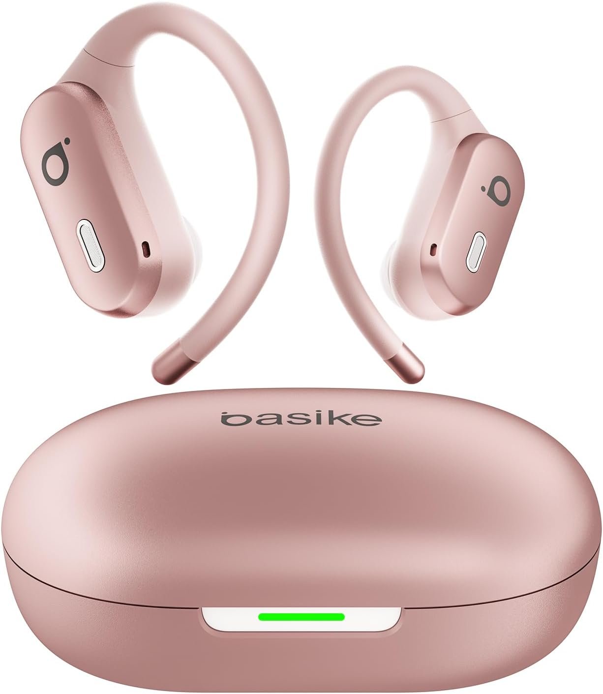 Basike Fone De Ouvido Bluetooth 5.4 Tws Open-ear Esportivo, Som Hi-fi Estéreo, Anc & Modo Transparência, Enc – Ouro Rosa