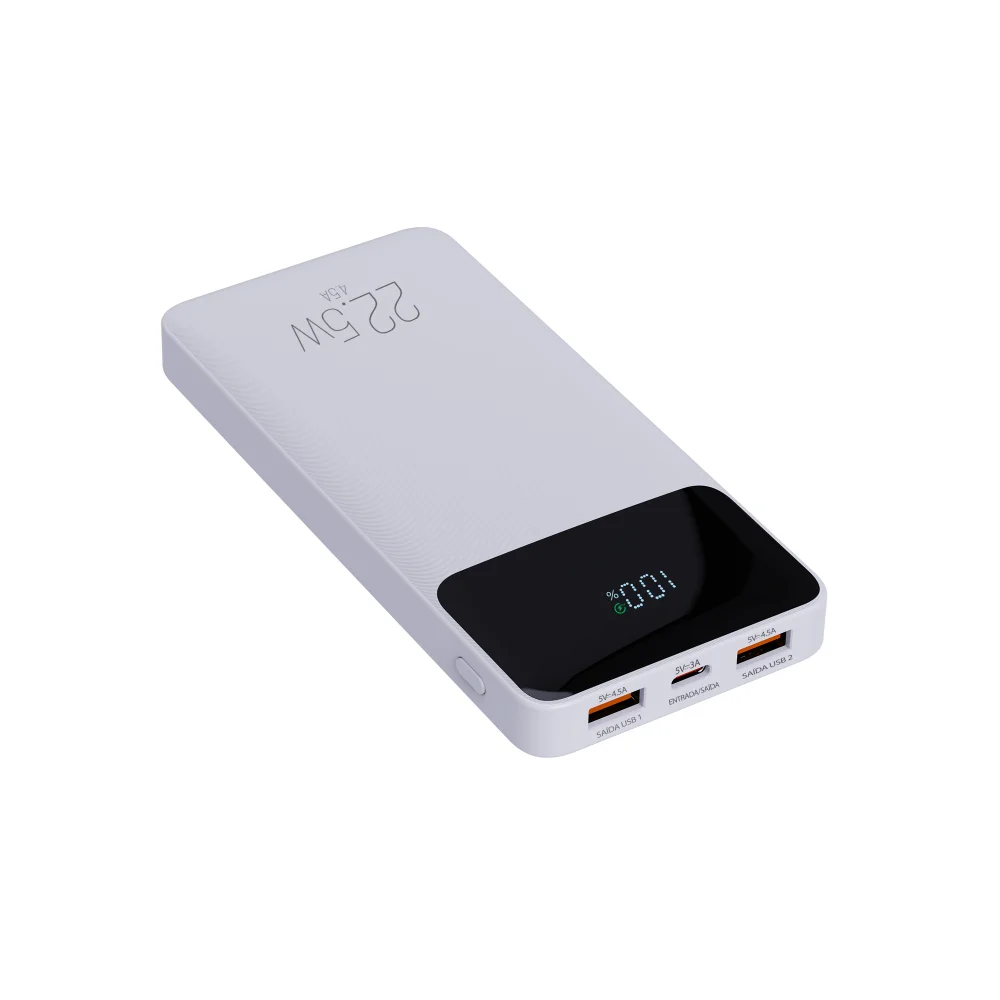 Imagem 1 de 5 do produto Power Bank Carregador Portátil, Display Indicador, 10200mah 22.5w, Turbo, Branco, Pb102wh, Elg
