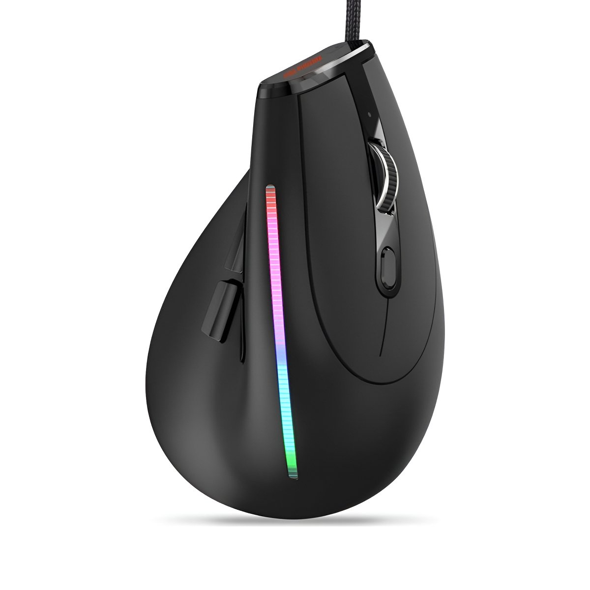Mouse Optico Vertical Ergonomico Com Fio Usb Com LED 9 Botoes Dpi 12800 Fire Phoenix D7 Preto
