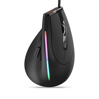 Mouse Optico Vertical Ergonomico Com Fio Usb Com LED 9 Botoes Dpi 12800 Fire Phoenix D7 Preto