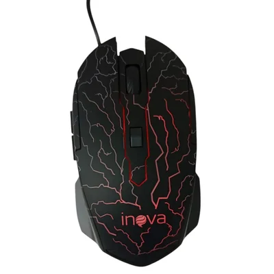 Mouse Gamer Usb Para Jogos Inova Cor Preto Com LED