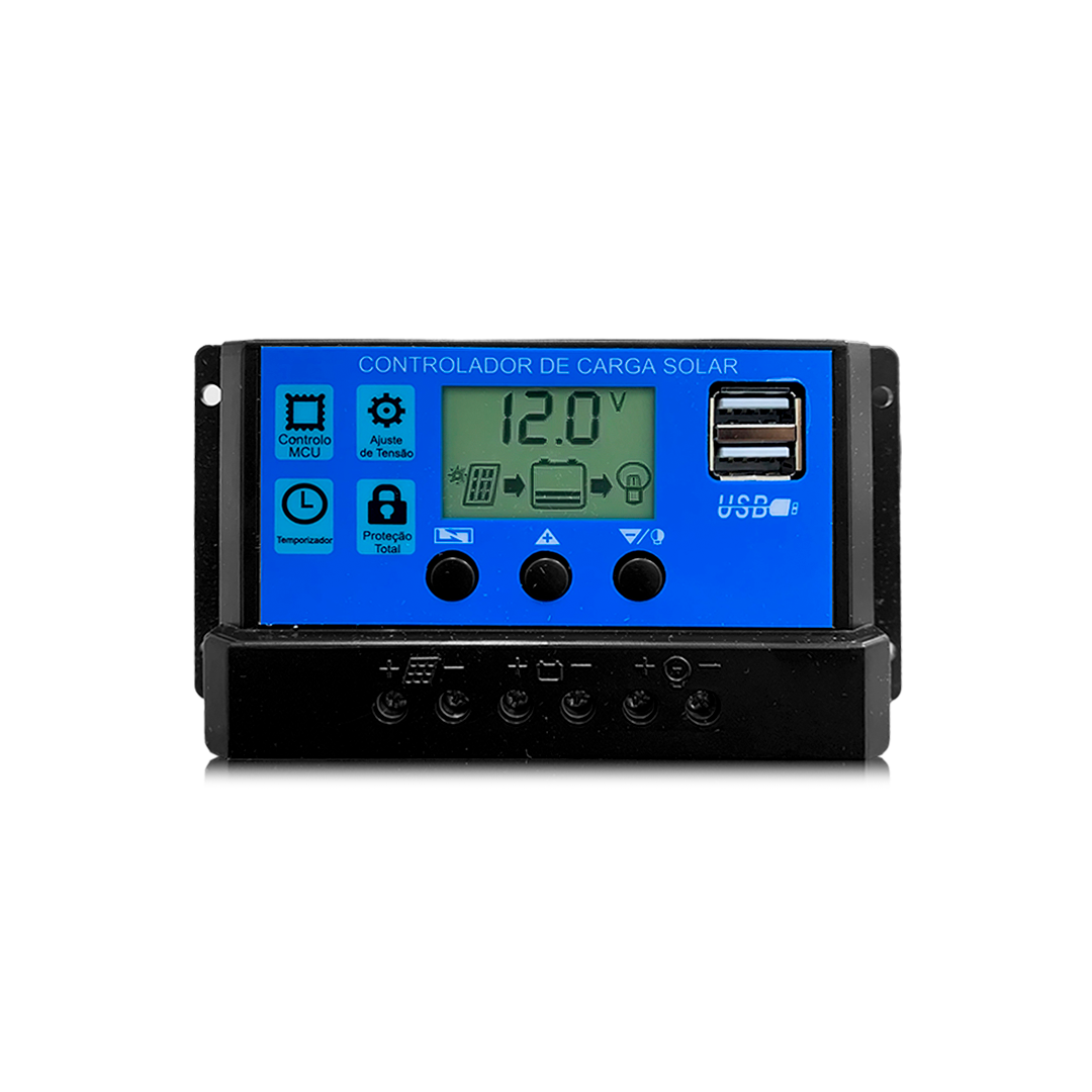 Controlador Painel Solar Carga Usb Display Lcd 30a Pmw