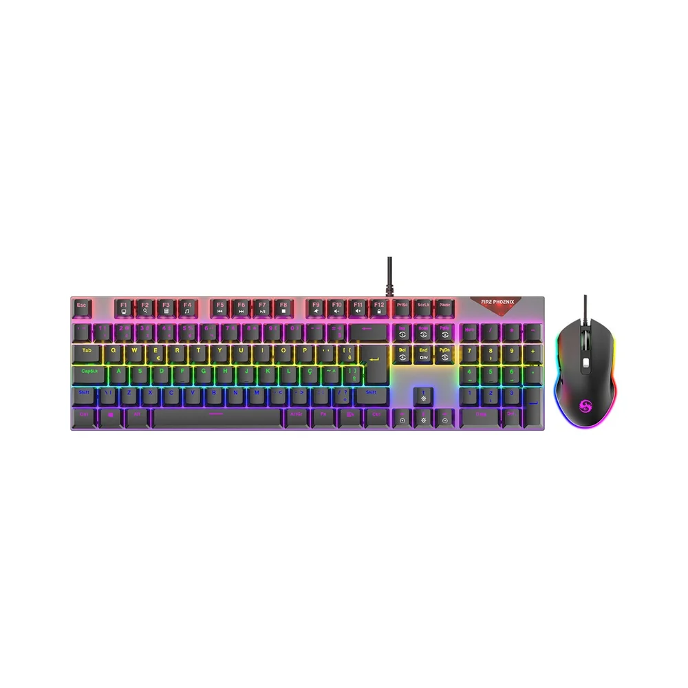 Imagem 3 de 5 do produto Kit Teclado Mouse Mecanico Abnt2 Gamer RGB Switch Fire Phoenix Blue Be-k2 Preto