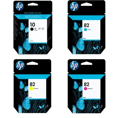 Cartucho De Tinta Hp 10 Preto E Kit 3 Cores Hp 82 Magenta, Ciano, Amarelo | Hp 2000c 2500cm 2600
