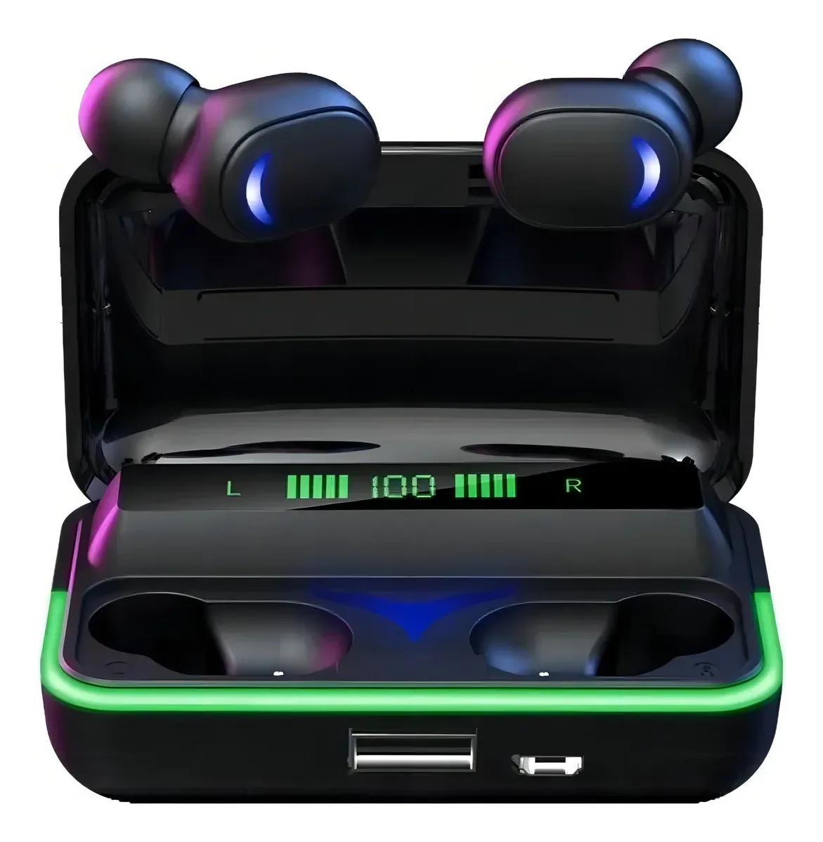 Fone De Ouvido In-ear Gamer Sem Fio A'gold E10 (semelhante A Fone F9-5c) Fn-b20 Fn-b20 Preto Com Luz LED