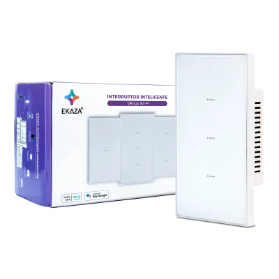 Interruptor Inteligente Wifi Vênus 3 Botões Soft Touch Branco Ekaza Alexa E Google - Branco