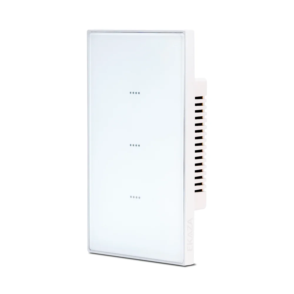 Imagem 5 de 5 do produto Interruptor Inteligente Wifi Vênus 3 Botões Soft Touch Branco Ekaza Alexa E Google - Branco