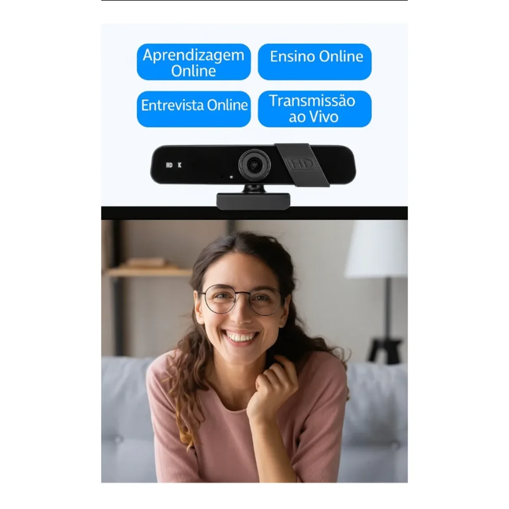 Imagem 5 de 5 do produto Webcam Alta Resolução Usb2.0 4k Hd Com Tampa De Privacidade