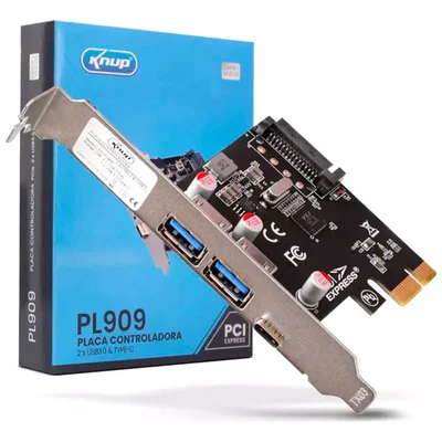 Placa Controladora PCi-express Knup Kp-pl909, 2x Usb 3.0, 1x Usb 3.0 Type-c, Interface PCi-express X1