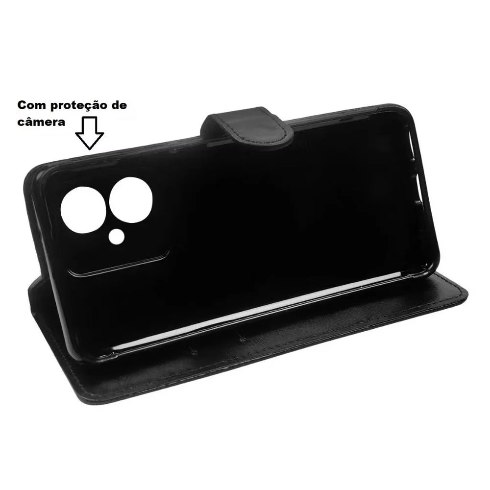Imagem 3 de 5 do produto Capa Capinha Carteira Flip Para Motorola Moto G24  Cor: Preto