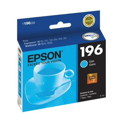 Cartucho De Tinta Epson T196220 T196 Ciano | Xp101 Xp201 Xp214 Xp401 Xp411 Wf-2532
