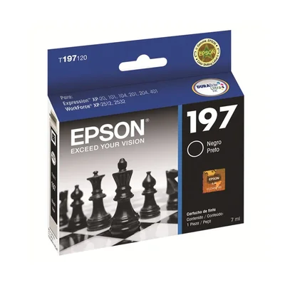 Cartucho De Tinta Epson T197 Preto T197120 | Xp101 Xp201 Xp411 Xp214 Xp401 Wf2532
