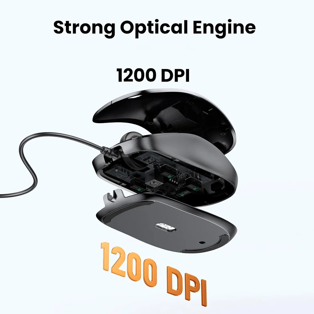 Imagem 3 de 5 do produto Mouse Com Fio Usb Ugreen Silencioso 1200 Dpi 3 Botões P/pc