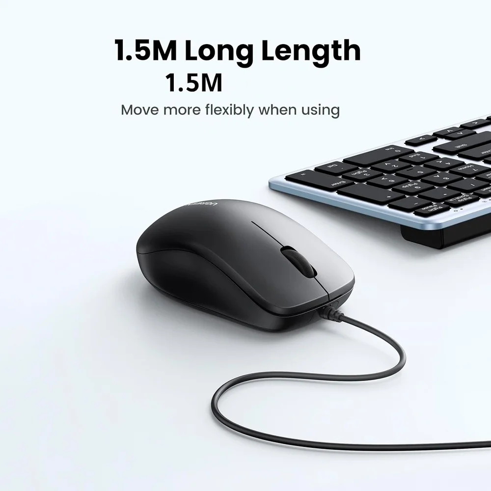 Imagem 4 de 5 do produto Mouse Com Fio Usb Ugreen Silencioso 1200 Dpi 3 Botões P/pc