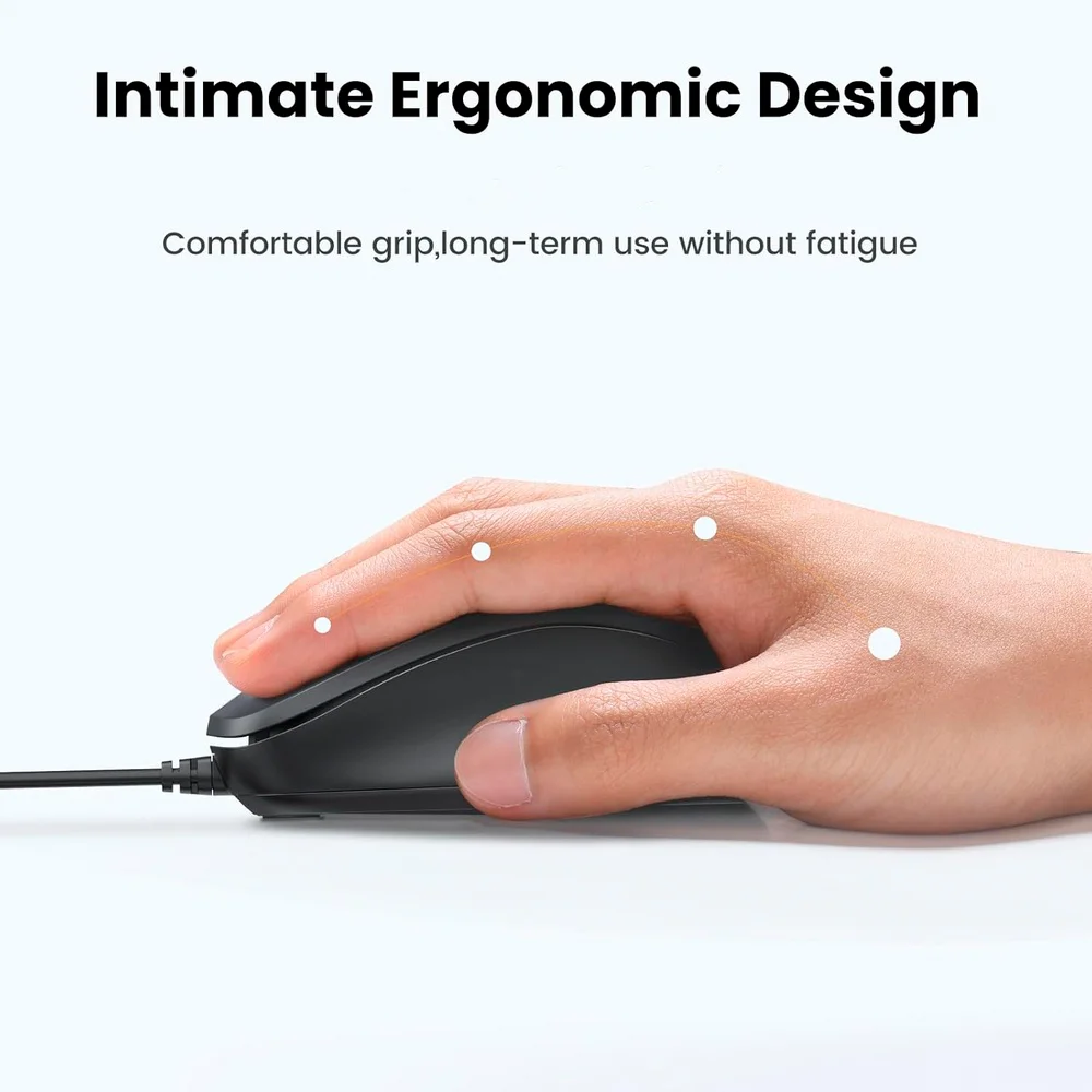 Imagem 5 de 5 do produto Mouse Com Fio Usb Ugreen Silencioso 1200 Dpi 3 Botões P/pc