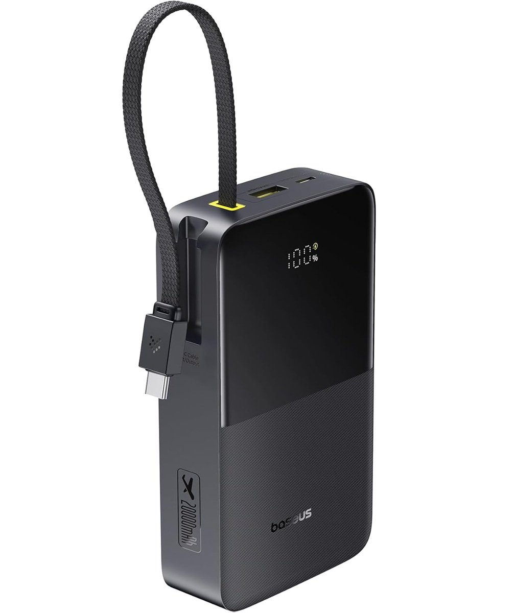 Power Bank Baseus Turbo Bipow 2 Pro Com Display Digital E Cabo Embutido 20.000mah 22.5w Cor Preto