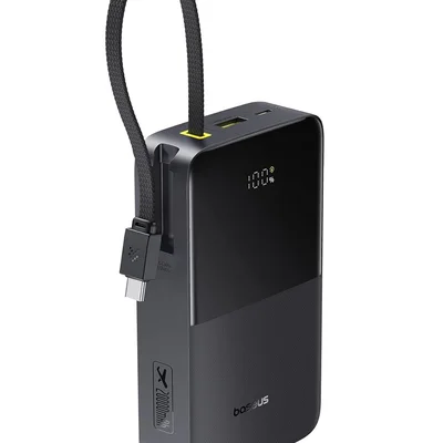 Power Bank Baseus Turbo Bipow 2 Pro Com Display Digital E Cabo Embutido 20.000mah 22.5w Cor Preto