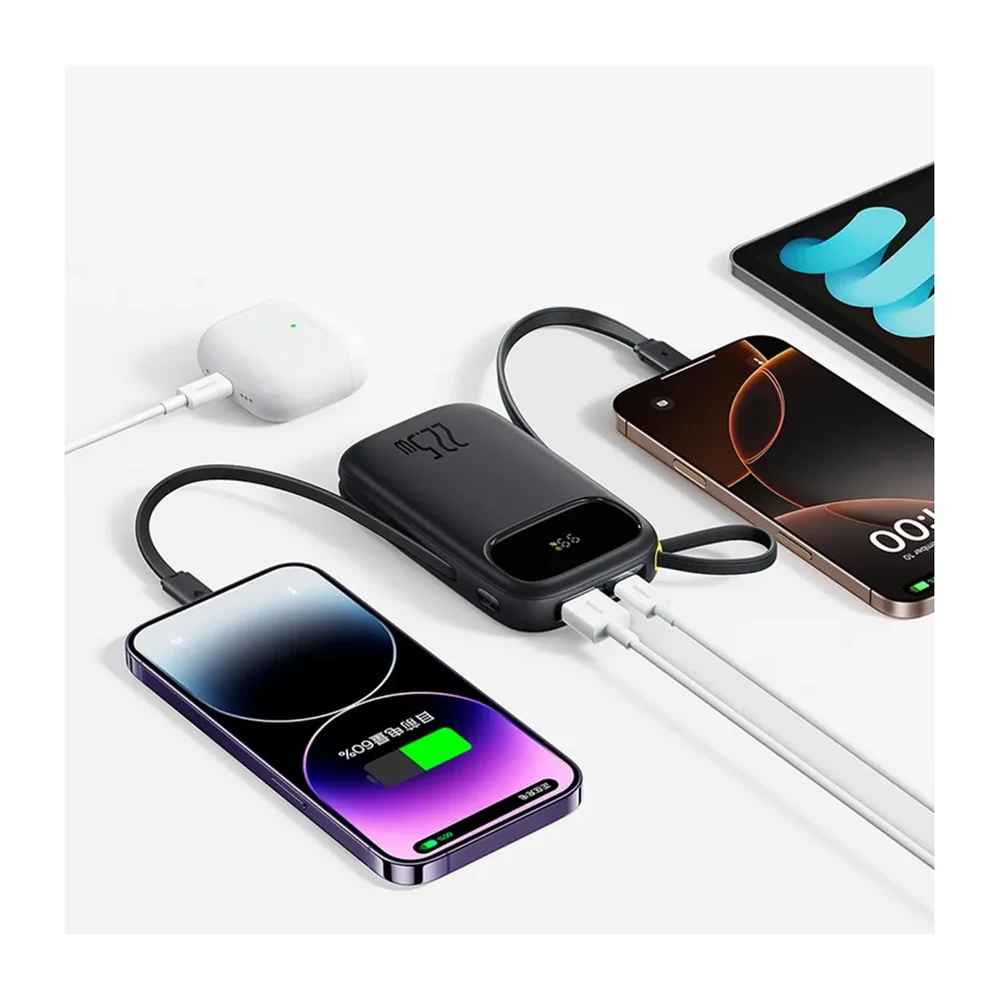 Imagem 4 de 5 do produto Powerbank Turbo Baseus Fc31 Qpow 3 Com Display Digital E Cabo Embutido 22.5w 20000mah Preto