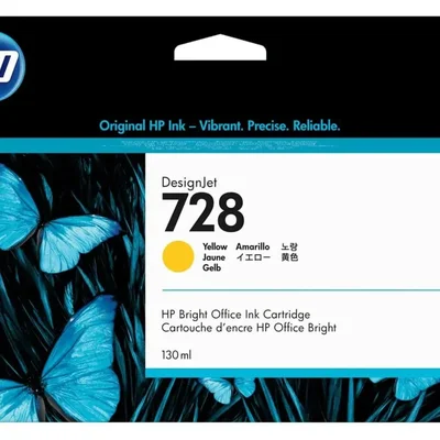 Cartucho De Tinta Hp 728 Amarelo F9j65a | Plotter Designjet T830 T730 | 130ml