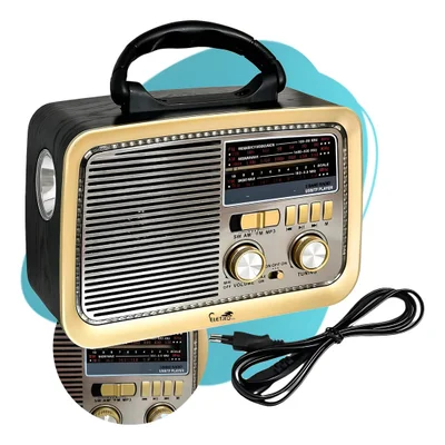 Radio Am Fm Vintage Usb  Bluetooth A Pilha E Energia