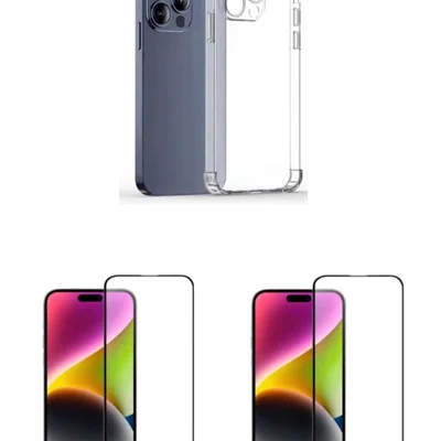 2un Película Protetora 3d Vidro + Capa Anti Choque Tpu Para Iphone 16 Pro Max