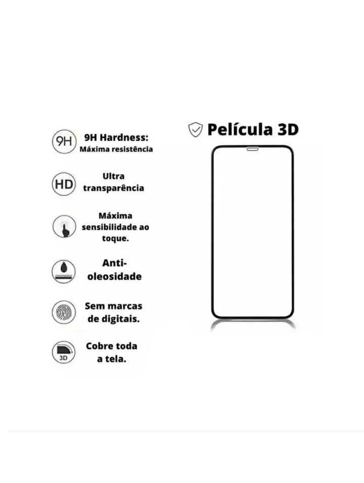 Imagem 2 de 5 do produto 2un Película Protetora 3d Vidro + Capa Anti Choque Tpu Para Iphone 16 Pro Max