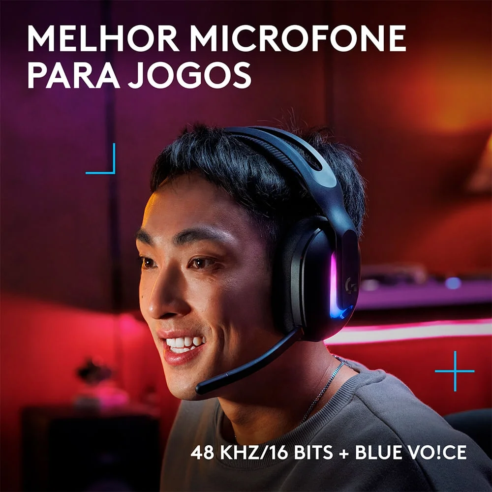Imagem 4 de 5 do produto Headset Gamer Sem Fio G522 Lightspeed RGB Lightsync Preto - Logitech - 981-001543 N/a