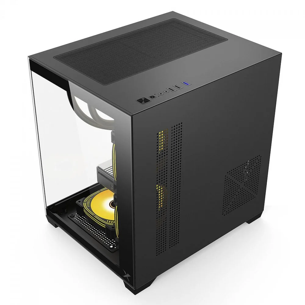 Imagem 4 de 5 do produto Gabinete Gamer Brx Xtreme Glacier, Mini Tower,  Lateral E Frontal De Vidro, Com 3 Fans, Preto, R41b