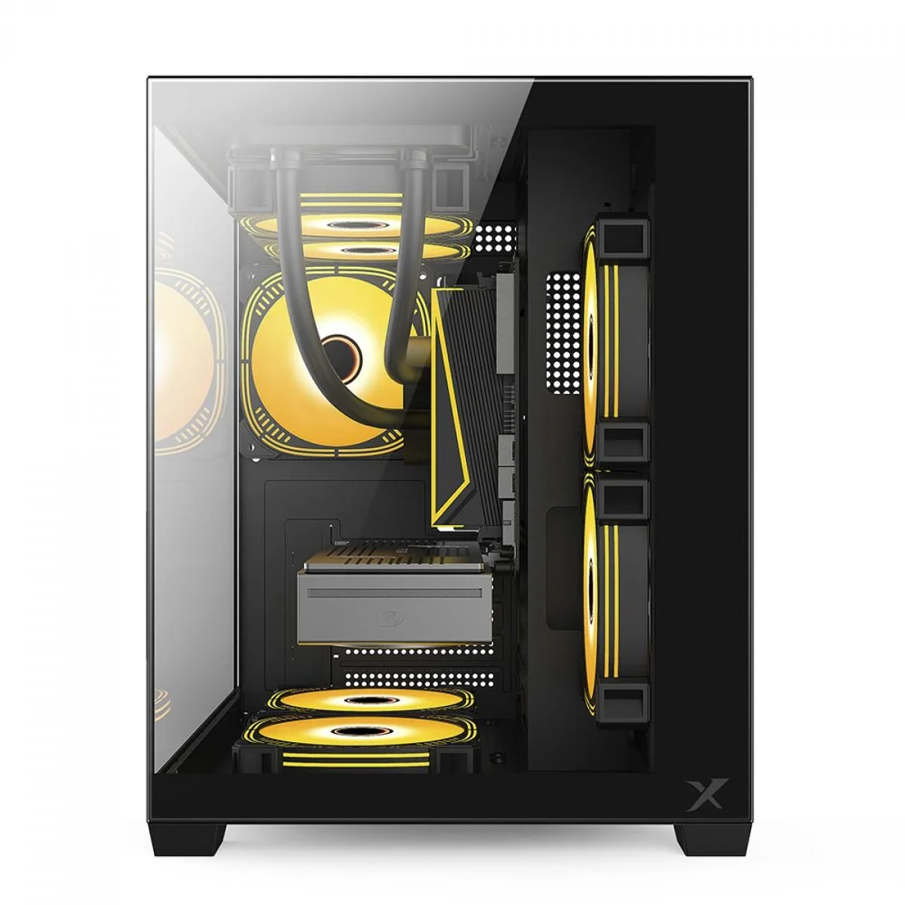 Imagem 5 de 5 do produto Gabinete Gamer Brx Xtreme Glacier, Mini Tower,  Lateral E Frontal De Vidro, Com 3 Fans, Preto, R41b