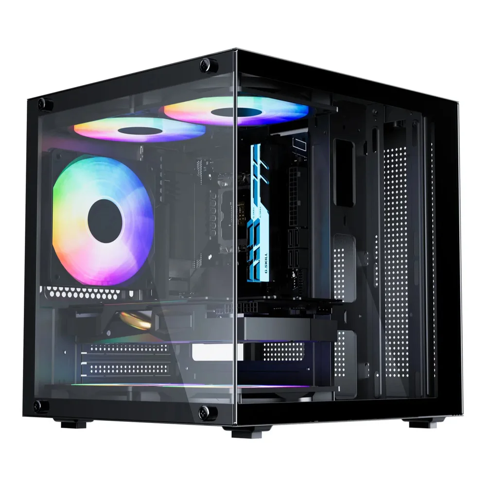 Gabinete Gamer Aquário Life Pro Bg-066 C/ 5 Cooler Fans Preto