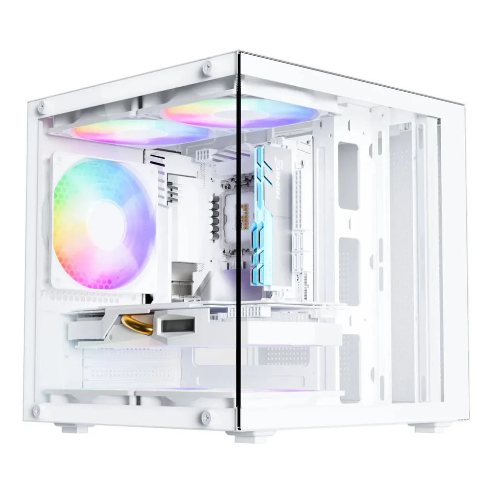 Gabinete Gamer Aquário Life Pro Bg-066 C/ 5 Cooler Fans Branco