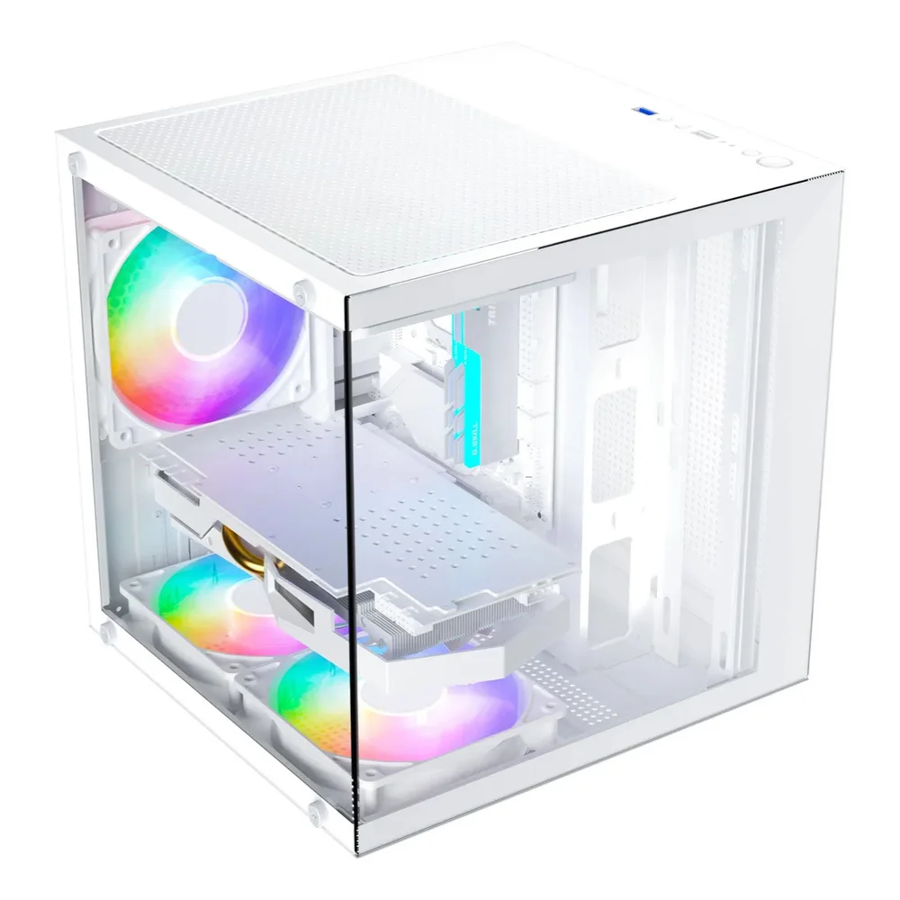 Imagem 2 de 5 do produto Gabinete Gamer Aquário Life Pro Bg-066 C/ 5 Cooler Fans Branco