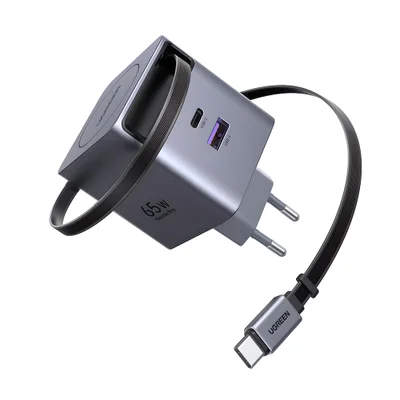 Carregador Ugreen Gan 65w Portas Usb A/c Cabo Usb C Retrátil — foto 3