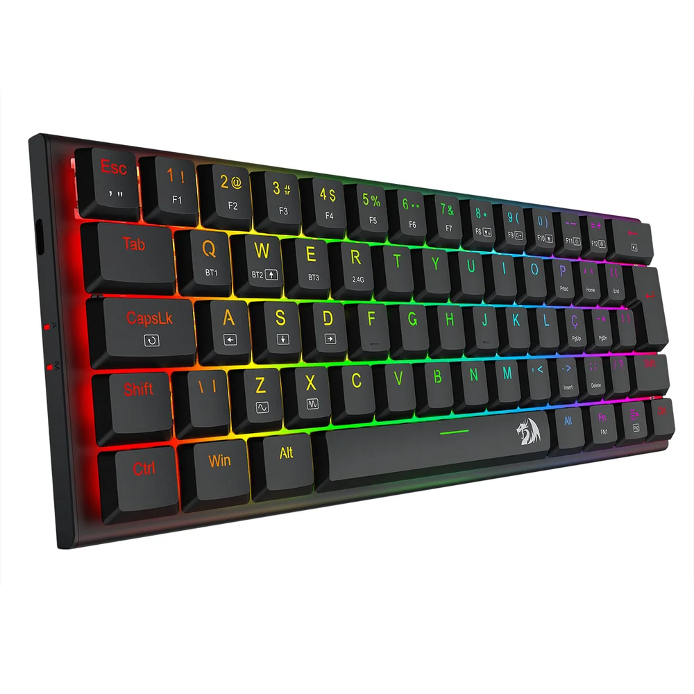 Teclado Mecanico Gamer Anivia Pro RGB Wireless Switch Brown Redragon K614RGB-pro Preto