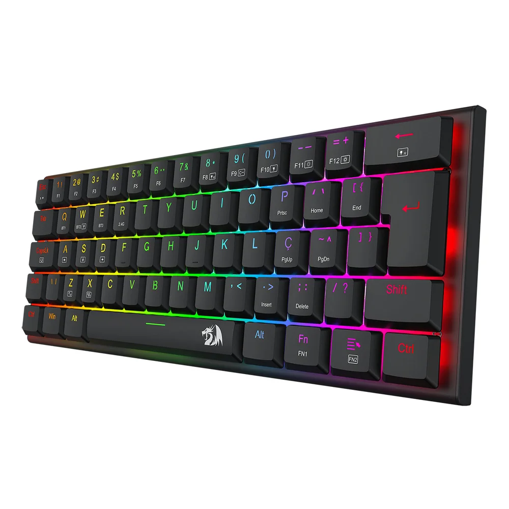 Teclado Mecanico Gamer Anivia Pro RGB Wireless Switch Brown Redragon K614RGB-pro Preto