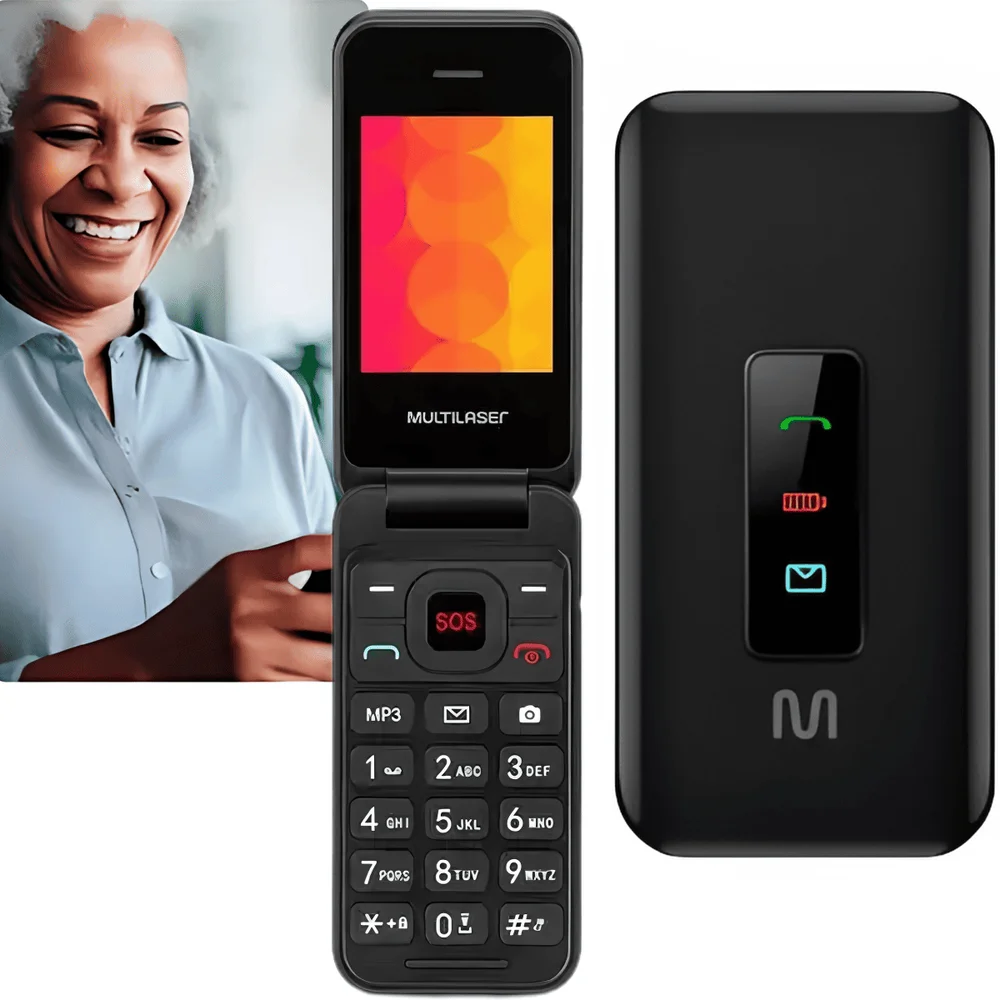 Imagem 3 de 4 do produto Celular 4g Flip Multilaser Dual Chip Ideal Para Idosos