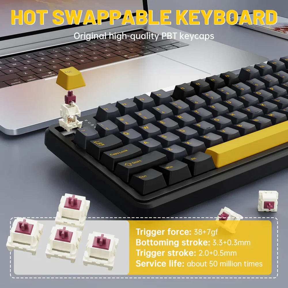 Imagem 4 de 5 do produto Teclado Mecânico Gamer Attack Shark Tri Mode Bluetooth 2.4g Com Tela X98pro Star Black