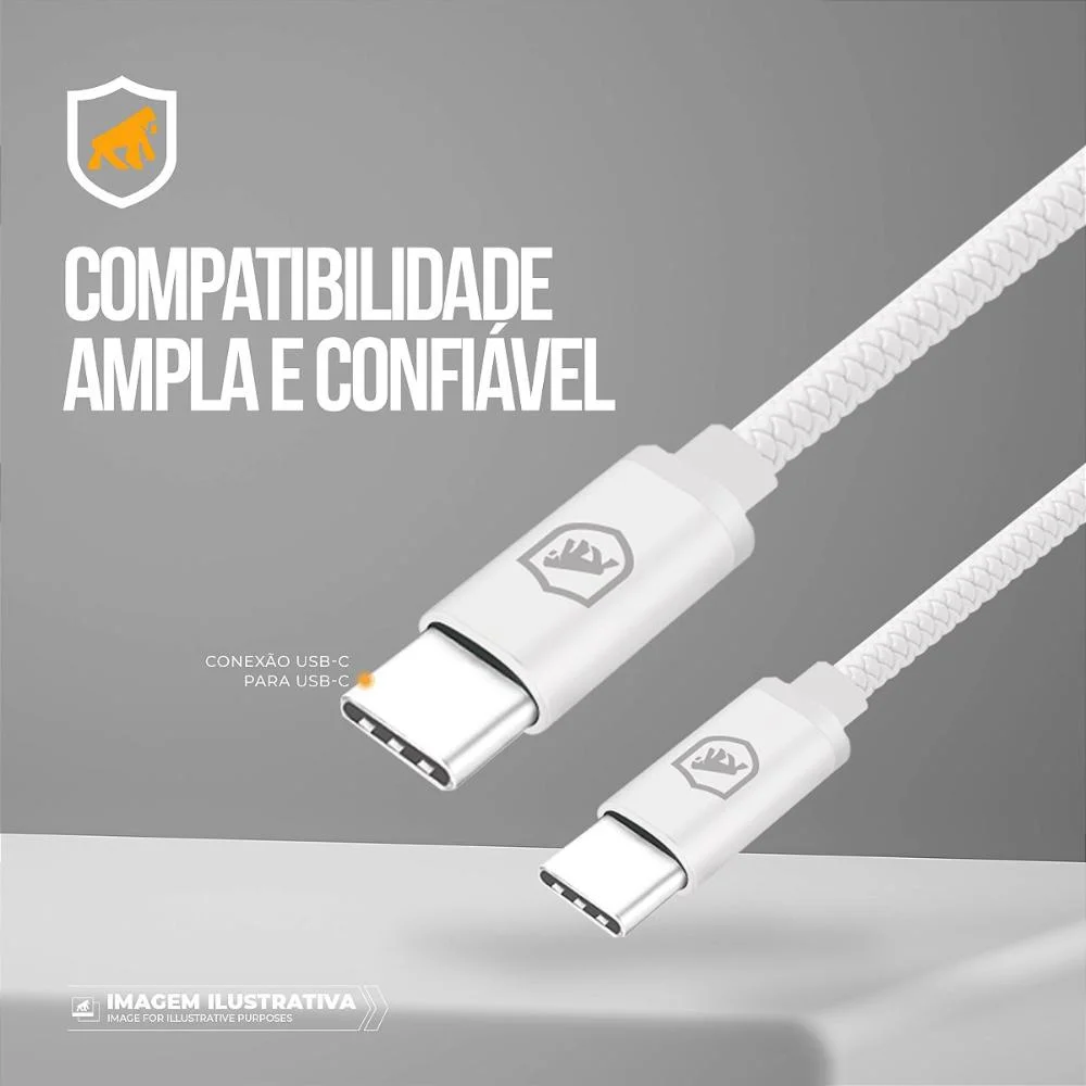 Imagem 5 de 5 do produto Cabo Symetric - Branco - Tipo C / Tipo C - 1,5m - Gshield