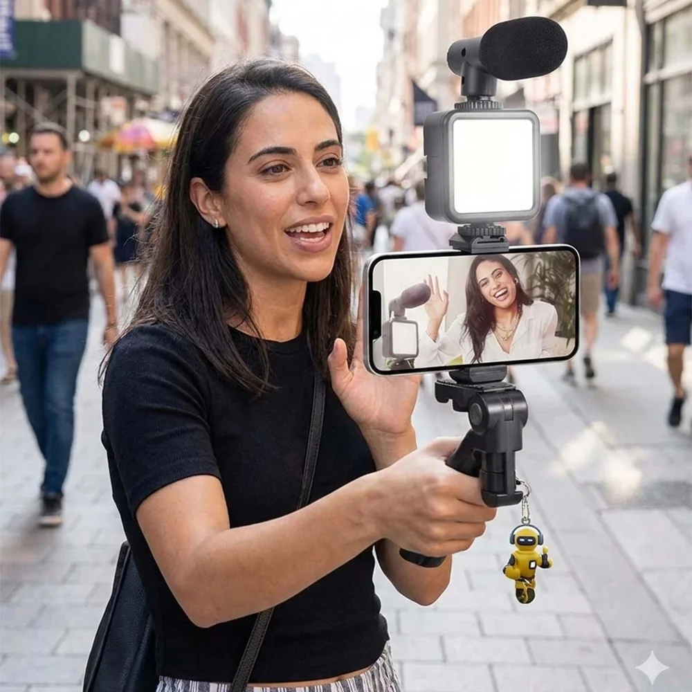 Imagem 4 de 5 do produto Suporte Para Celular Com Luz De LED Microfone Selfie Ay-49