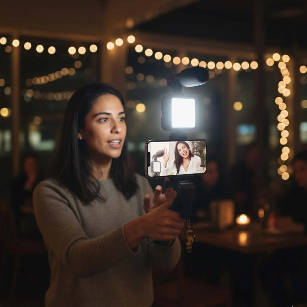 Imagem 5 de 5 do produto Suporte Para Celular Com Luz De LED Microfone Selfie Ay-49