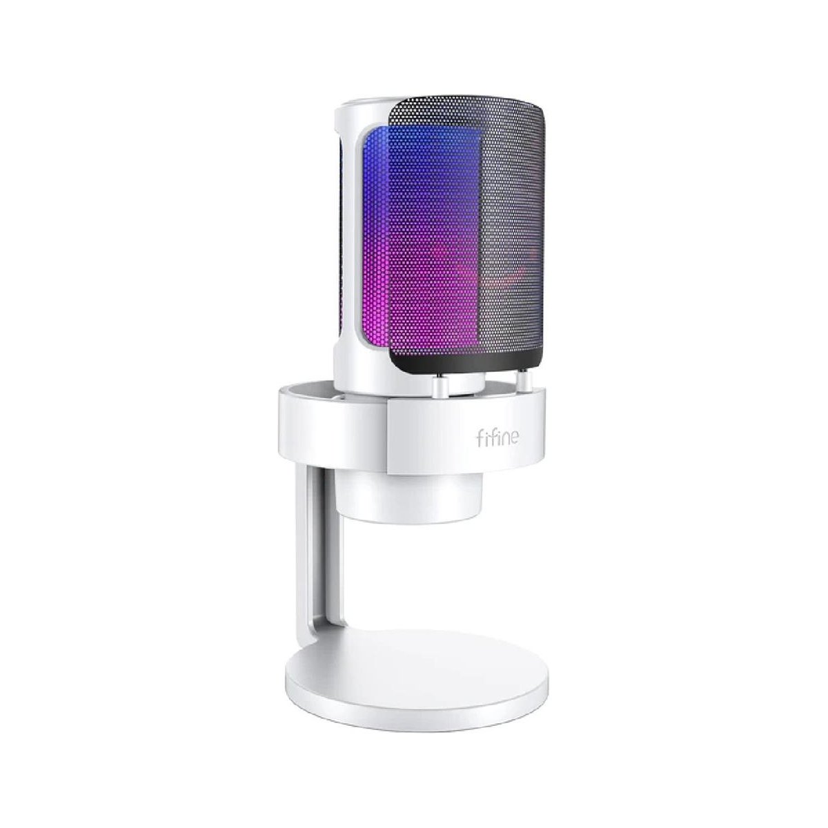 Microfone Condensador Fifine Ampligame Cardioide Gamer Com LED RGB A8 Branco