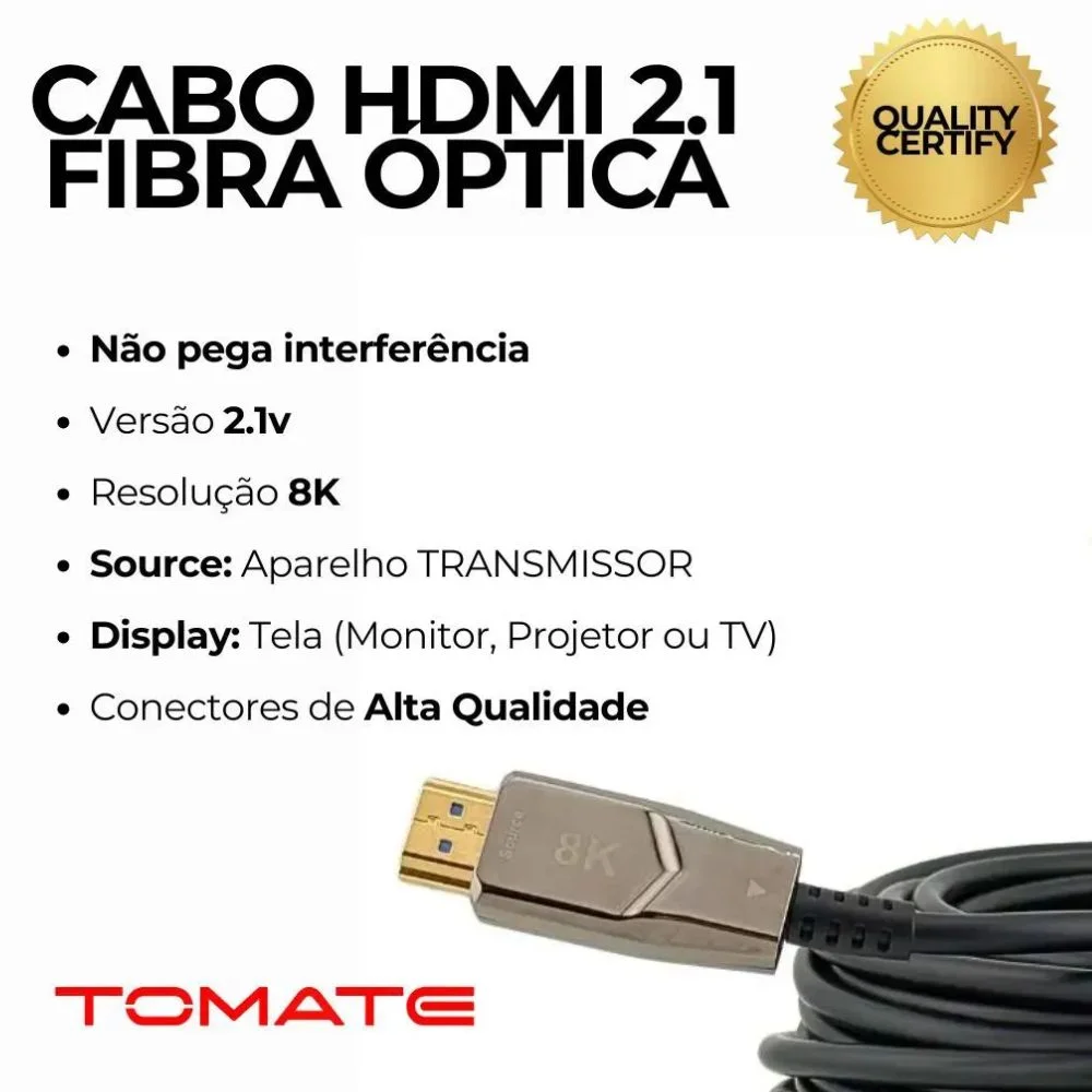 Imagem 3 de 4 do produto Cabo HDMI 2.1 70 Metros Fibra Óptica 8k Ultra Hd