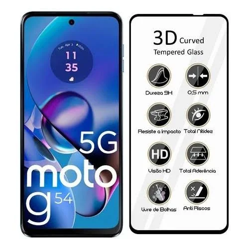 Imagem 5 de 5 do produto Película Protetora Frontal 3d De Vidro Para Motorola Moto G54 5g