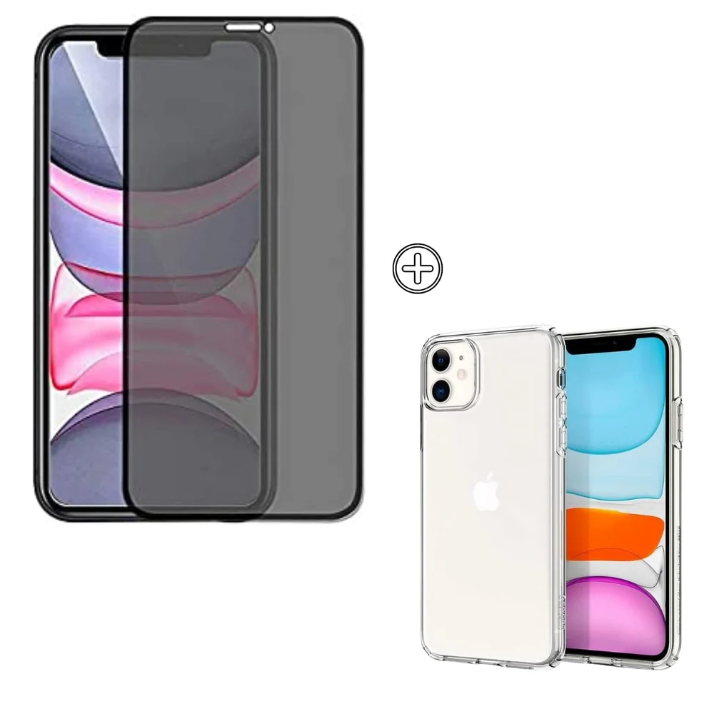 Imagem 5 de 5 do produto Capa Capinha Clear Case + Película Privacidade 3d Para Iphone 11